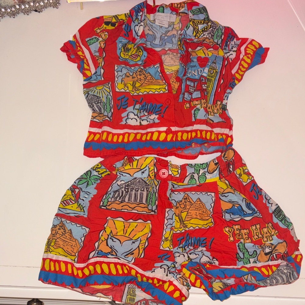 Stella McCartney Kids Comic Print Set in Red and Blue